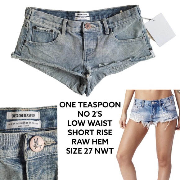 Shorts One Teaspoon No 2s Low Waist Short Rise Raw Hem 27 Nwt Shorts